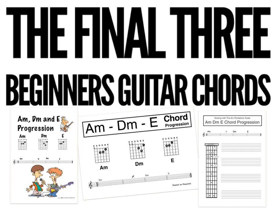 beginners guitar lesson with Am Dm and E chords