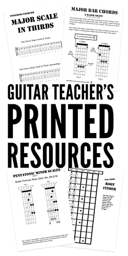 Print PDF guitar chord sheets and scale diagrams